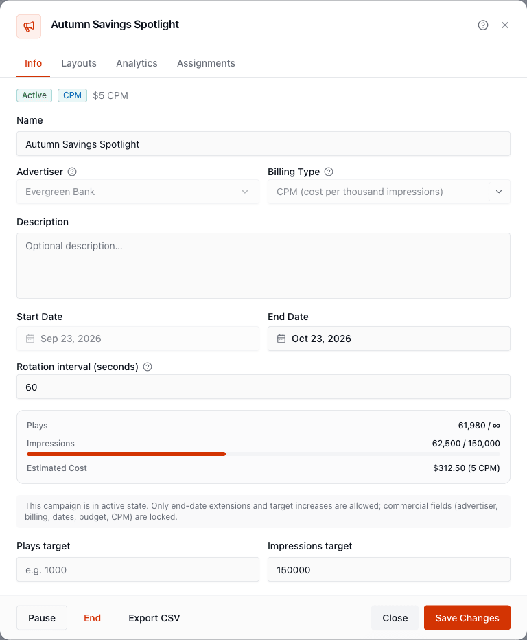 The campaign editor, Info tab