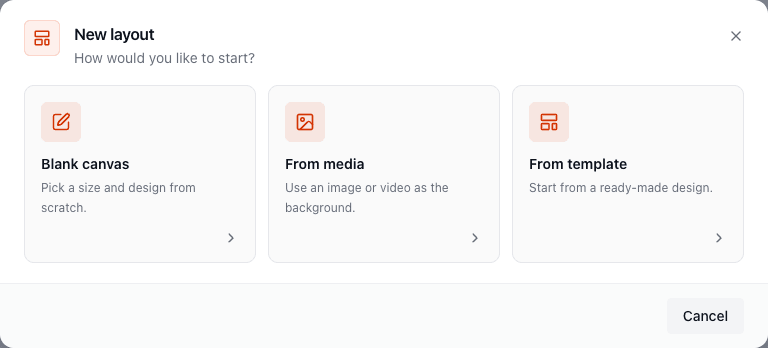 The New layout dialog