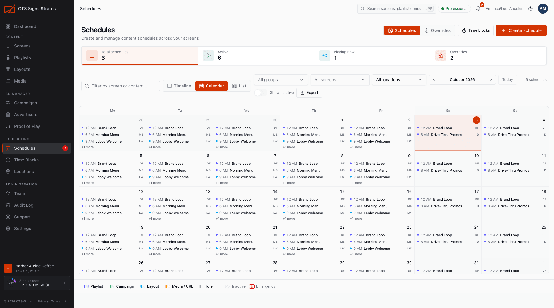 Calendar view
