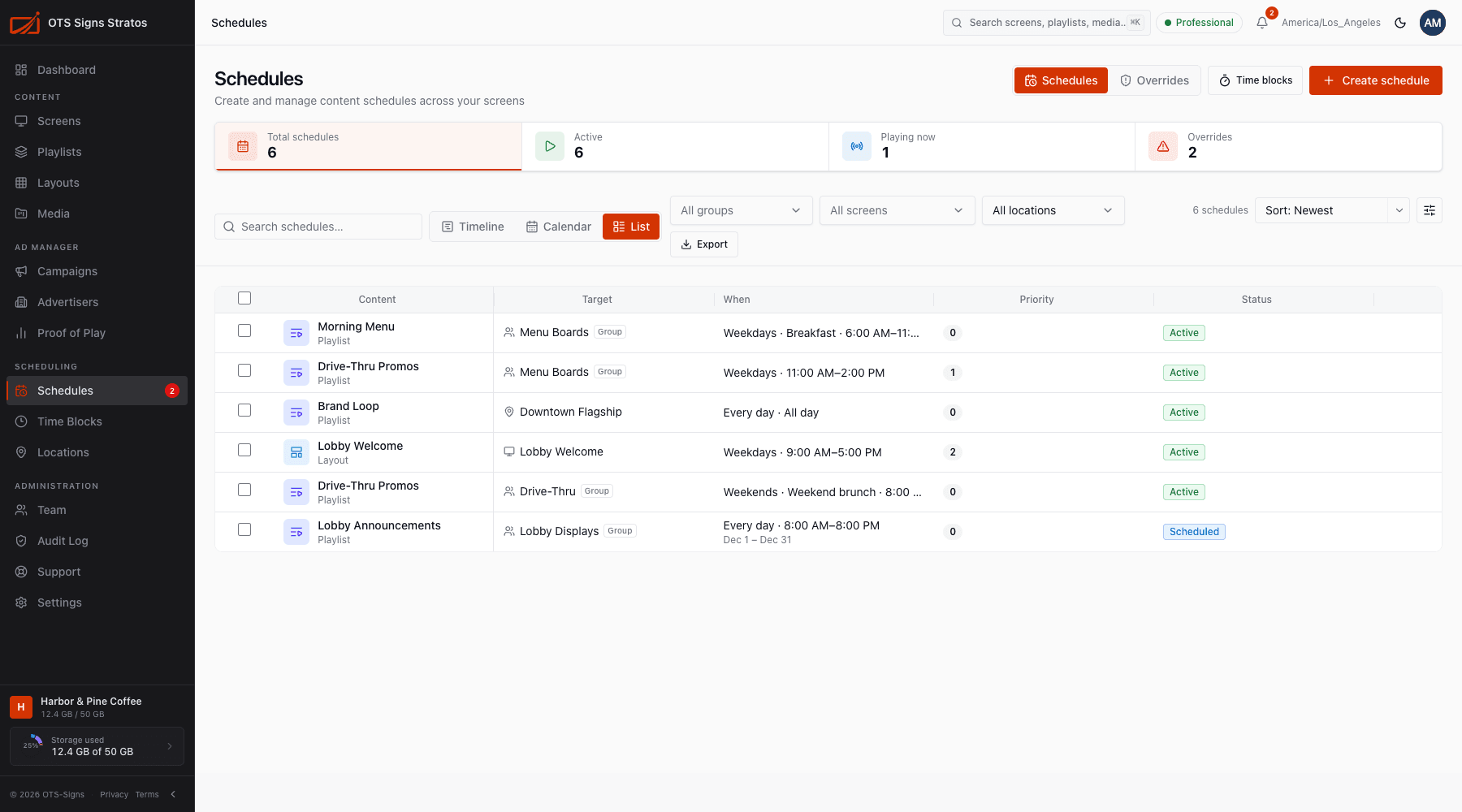 List view