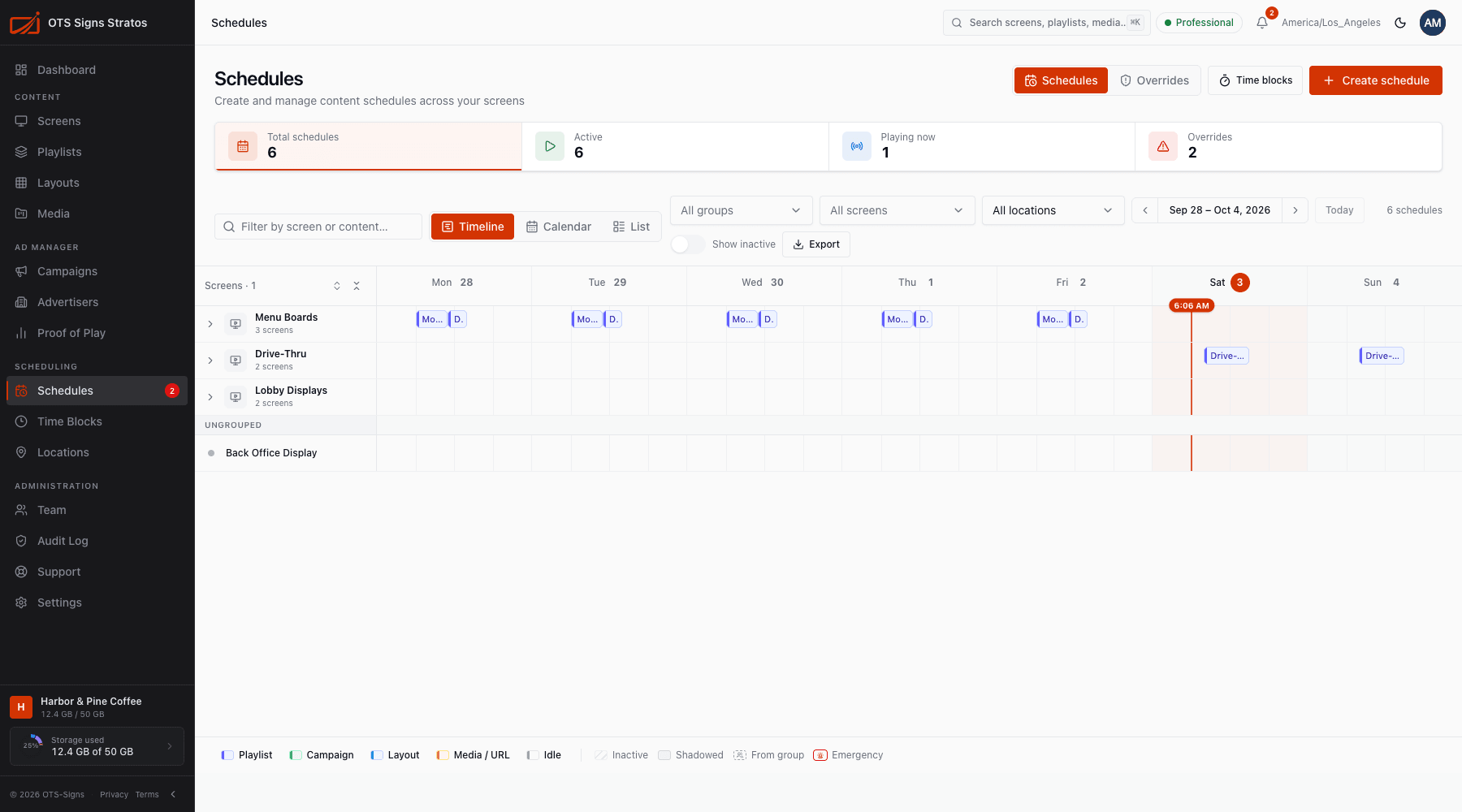 Timeline view