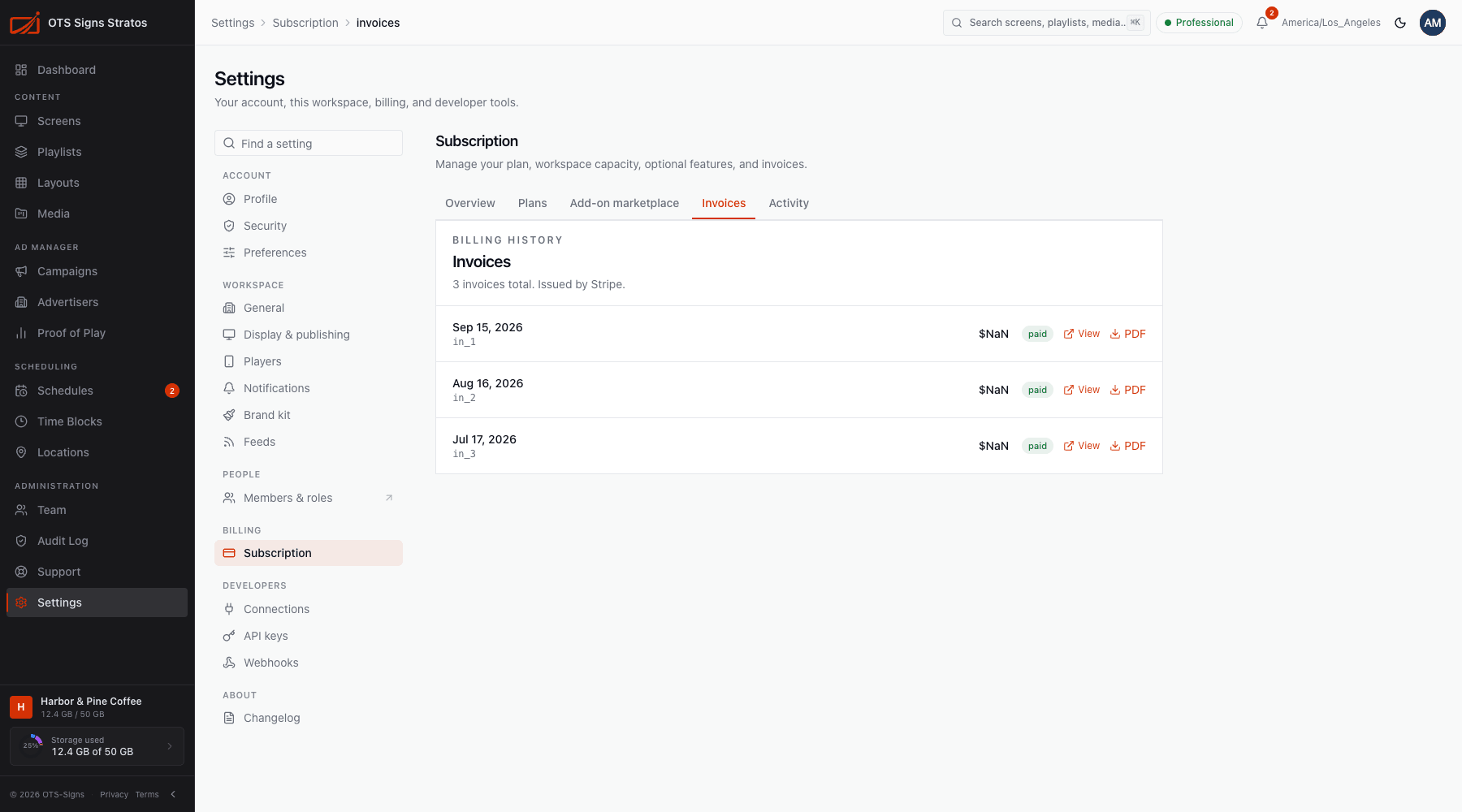 Billing invoices