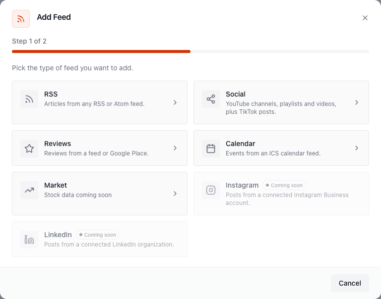 Choosing a feed type