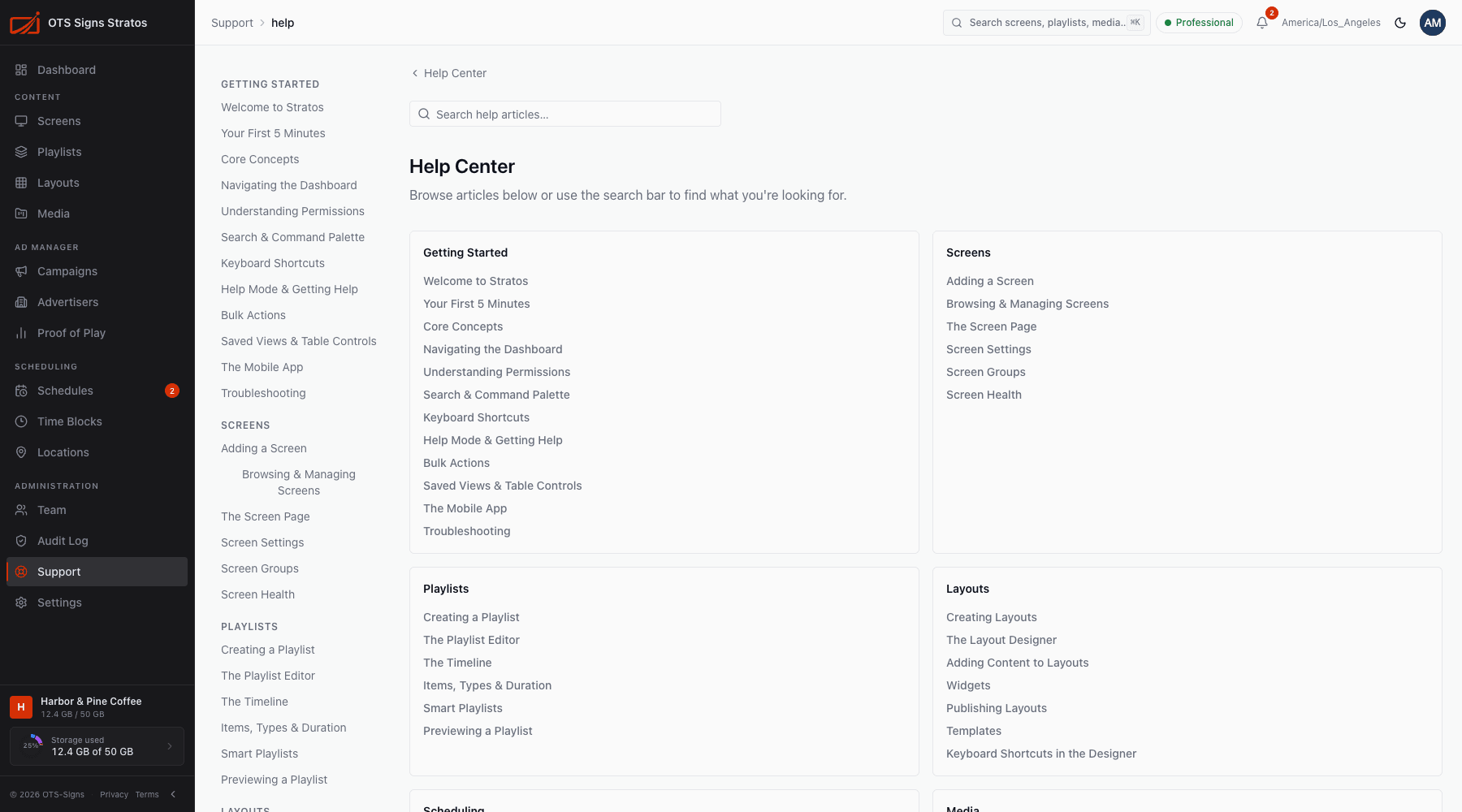 The Help Center inside Stratos